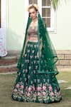 Shop_Keerthi Kadire_Green Dola Silk Embroidery Round Bridal Lehenga Set _Online_at_Aza_Fashions