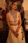 Ruh Clothing_White Georgette Embroidery Round Chikankari Blouse And Lehenga Set _Online_at_Aza_Fashions