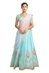 Buy_Bhairavi Jaikishan_Blue Taffeta Embroidery U Neck Bridal Lehenga Set _at_Aza_Fashions