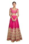 Bhairavi Jaikishan_Pink Taffeta Embroidered Lehenga Set_Online_at_Aza_Fashions