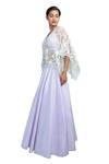 Buy_Bhairavi Jaikishan_Purple Taffeta Kimono Top And Lehenga Set_Online_at_Aza_Fashions