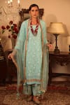 Ruh Clothing_Blue Georgette Embroidery Round Chikankari Kurta Set _Online_at_Aza_Fashions