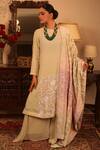 Shop_Ruh Clothing_Green Georgette Embroidery Boat Chikankari Kurta Set _Online_at_Aza_Fashions