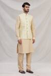 Arihant Rai Sinha_Green Banarasi Silk Bundi And Kurta Set_Online_at_Aza_Fashions