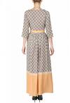 Shop_Soup by Sougat Paul_Beige Moss Crepe Printed Scoop Neck Crop Top And Skirt Set For Women_at_Aza_Fashions