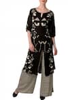 Soup by Sougat Paul_Black And White Bird Printed Tunic With Palazzos For Women_Online_at_Aza_Fashions
