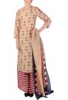 Buy_Soup by Sougat Paul_Beige Chanderi Round Kurta And Pant Set  _at_Aza_Fashions