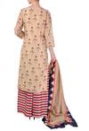 Shop_Soup by Sougat Paul_Beige Chanderi Round Kurta And Pant Set  _at_Aza_Fashions