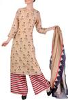 Soup by Sougat Paul_Beige Chanderi Round Kurta And Pant Set  _Online_at_Aza_Fashions
