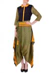 Buy_Soup by Sougat Paul_Green Navy, Yellow And Olive Geometric Printed Jumpsuit_at_Aza_Fashions