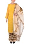 Buy_Soup by Sougat Paul_Yellow Brown And Off White Aztec Printed Kurta Set  _at_Aza_Fashions