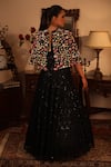 Shop_Ruh Clothing_Black Georgette Embroidery Round Anarkali And Cape Set _at_Aza_Fashions