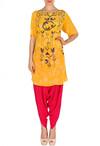 Buy_Soup By Sougat Paul_Yellow And Fuschia Geometric Bird Printed Tunic With Patiala _at_Aza_Fashions
