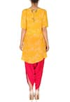 Shop_Soup by Sougat Paul_Yellow And Fuschia Geometric Bird Printed Tunic With Patiala For Women_at_Aza_Fashions