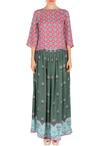 Buy_Soup by Sougat Paul_Green Crepe Printed Aztec Boat Neck Skirt Set For Women_at_Aza_Fashions