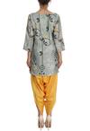 Shop_Soup by Sougat Paul_Grey And Canary Yellow Bird Printed Tunic With Patiala_at_Aza_Fashions