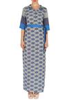 Buy_Soup by Sougat Paul_Blue Spread Collar Printed Maxi Dress For Women_at_Aza_Fashions