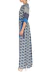 Soup by Sougat Paul_Blue Spread Collar Printed Maxi Dress For Women_Online_at_Aza_Fashions