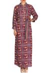 Buy_Soup by Sougat Paul_Maroon Crepe Printed Maxi Dress_at_Aza_Fashions