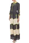 Soup by Sougat Paul_Grey Charcoal White And Lime Green Printed Maxi Dress For Women_Online_at_Aza_Fashions