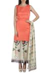 Buy_Soup by Sougat Paul_White Peach And Motif Printed Dress With Dupatta For Women_at_Aza_Fashions