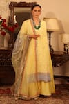 Buy_Ruh Clothing_Yellow Georgette Embroidery Round Chikankari Kurta Set _at_Aza_Fashions