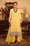 Ruh Clothing_Yellow Georgette Embroidery Round Chikankari Kurta Set _Online_at_Aza_Fashions