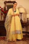 Buy_Ruh Clothing_Yellow Georgette Embroidery Round Chikankari Kurta Set _Online_at_Aza_Fashions