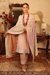 Buy_Ruh Clothing_Peach Georgette Embroidery Round Chikankari Anarkali Set _at_Aza_Fashions