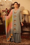 Buy_Ruh Clothing_Grey Georgette Embroidery Round Chikankari Kurta Set _at_Aza_Fashions