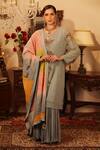 Buy_Ruh Clothing_Grey Georgette Embroidery Round Chikankari Kurta Set _Online_at_Aza_Fashions