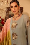 Ruh Clothing_Grey Georgette Embroidery Round Chikankari Kurta Set _at_Aza_Fashions