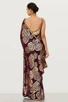 Shop_Nakul Sen_Purple Chiffon Embroidered Saree With Blouse _at_Aza_Fashions