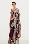 Nakul Sen_Purple Chiffon Embroidered Saree With Blouse _Online_at_Aza_Fashions