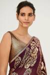 Buy_Nakul Sen_Purple Chiffon Embroidered Saree With Blouse _Online_at_Aza_Fashions