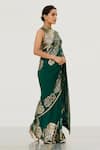 Nakul Sen_Green Chiffon Embroidered Saree With Blouse _Online_at_Aza_Fashions