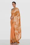 Buy_Nakul Sen_Orange Chiffon Embroidered Saree With Blouse _Online_at_Aza_Fashions