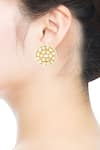Shop_Just Shradhas_Gold Plated Pearls Kundan And Embellished Studs _at_Aza_Fashions