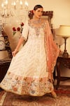 Buy_Ruh Clothing_White Georgette Embroidery Round Chikankari Anarkali Set _at_Aza_Fashions