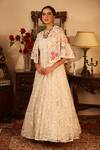 Ruh Clothing_White Georgette Embroidery Round Anarkali And Cape Set _Online_at_Aza_Fashions