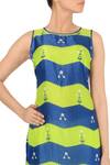Buy_Soup by Sougat Paul_Blue Green And Zigzag Printed Tunic With Off White Palazzos  _Online_at_Aza_Fashions