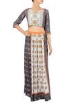 Buy_Soup by Sougat Paul_Grey Crepe Printed Scoop Neck Crop Top And Skirt Set For Women_at_Aza_Fashions