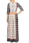 Shop_Soup by Sougat Paul_Grey Crepe Printed Scoop Neck Crop Top And Skirt Set _at_Aza_Fashions