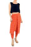 Soup by Sougat Paul_Black Crop Top With Orange Printed Dhoti Pants_Online_at_Aza_Fashions