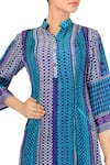 Buy_Soup by Sougat Paul_Blue Chanderi Silk Mandarin Collar Dress With Inner _Online_at_Aza_Fashions