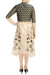 Shop_Soup by Sougat Paul_Beige Chanderi Silk Chinese Collar Printed Maxi Dress With Jacket For Women_at_Aza_Fashions