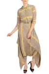 Soup By Sougat Paul_Beige And Yellow Geometric Flamingo Printed Jumpsuit _Online_at_Aza_Fashions