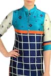 Buy_Soup by Sougat Paul_Blue Checkered Kurta With Orange Palazzos For Women_Online_at_Aza_Fashions