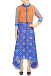 Buy_Soup by Sougat Paul_Blue Cotton Printed Dress_at_Aza_Fashions