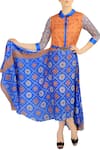 Soup by Sougat Paul_Blue Cotton Printed Dress_Online_at_Aza_Fashions